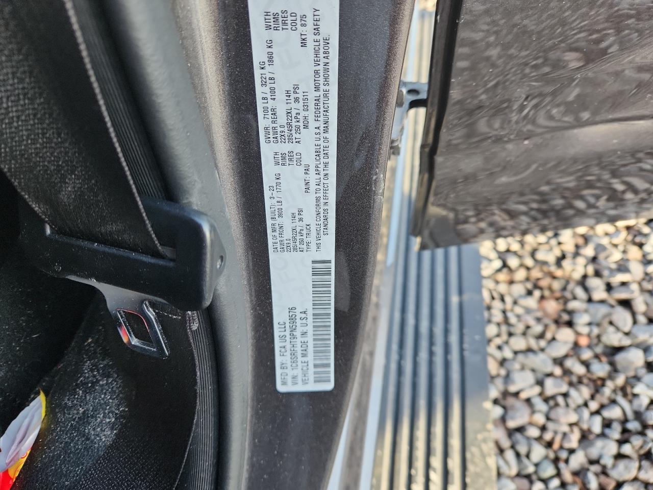 2023 Ram 1500 Limited VIN: 1C6SRFHT9PN598576 Lot: 92288015