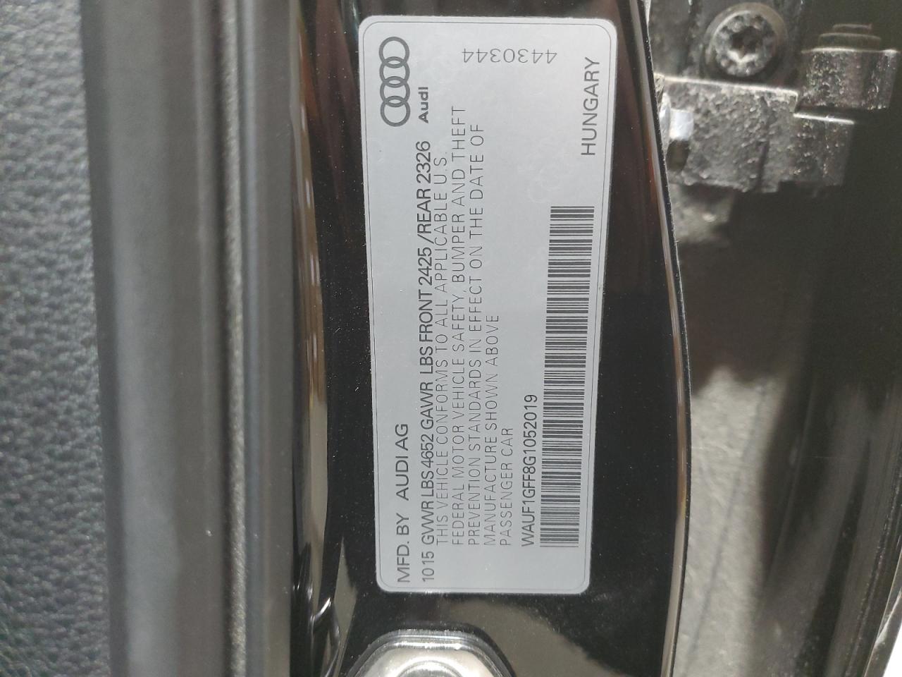 2016 Audi S3 Prestige VIN: WAUF1GFF8G1052019 Lot: 92165715