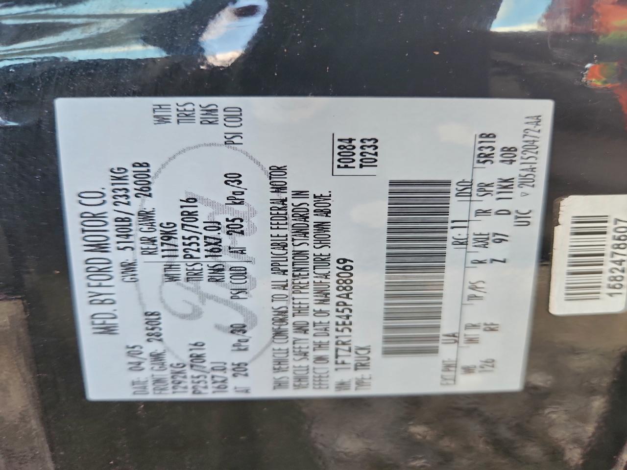 2005 Ford Ranger Super Cab VIN: 1FTZR15E45PA88069 Lot: 94069995