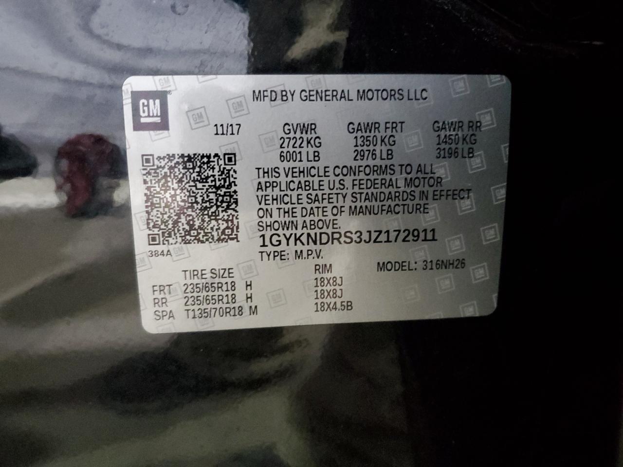 2018 Cadillac Xt5 Luxury VIN: 1GYKNDRS3JZ172911 Lot: 90345585