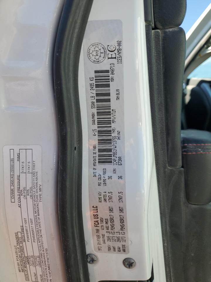 2015 Jeep Cherokee Trailhawk VIN: 1C4PJMBS1FW713755 Lot: 90847855