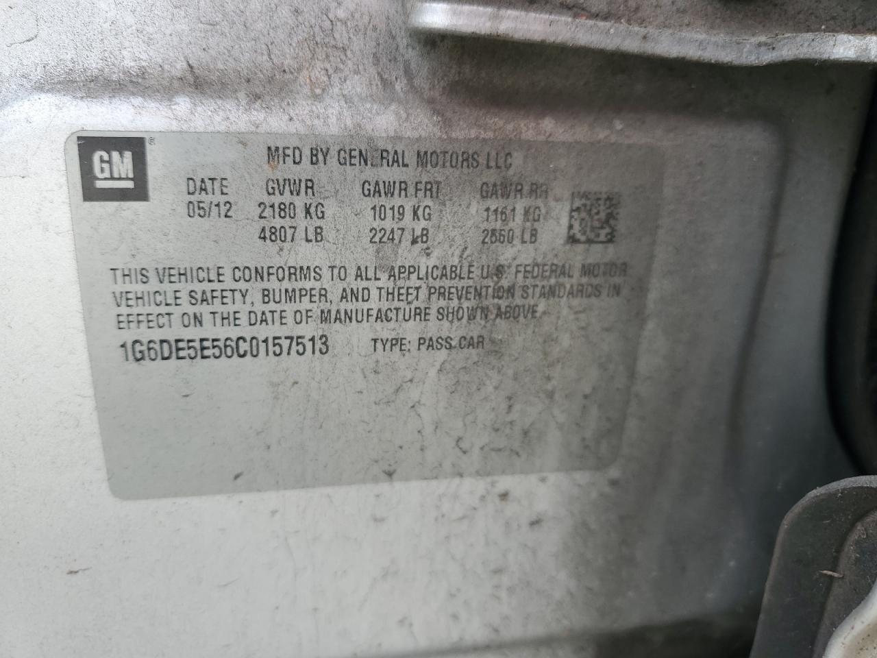 2012 Cadillac Cts Luxury Collection VIN: 1G6DE5E56C0157513 Lot: 91831835