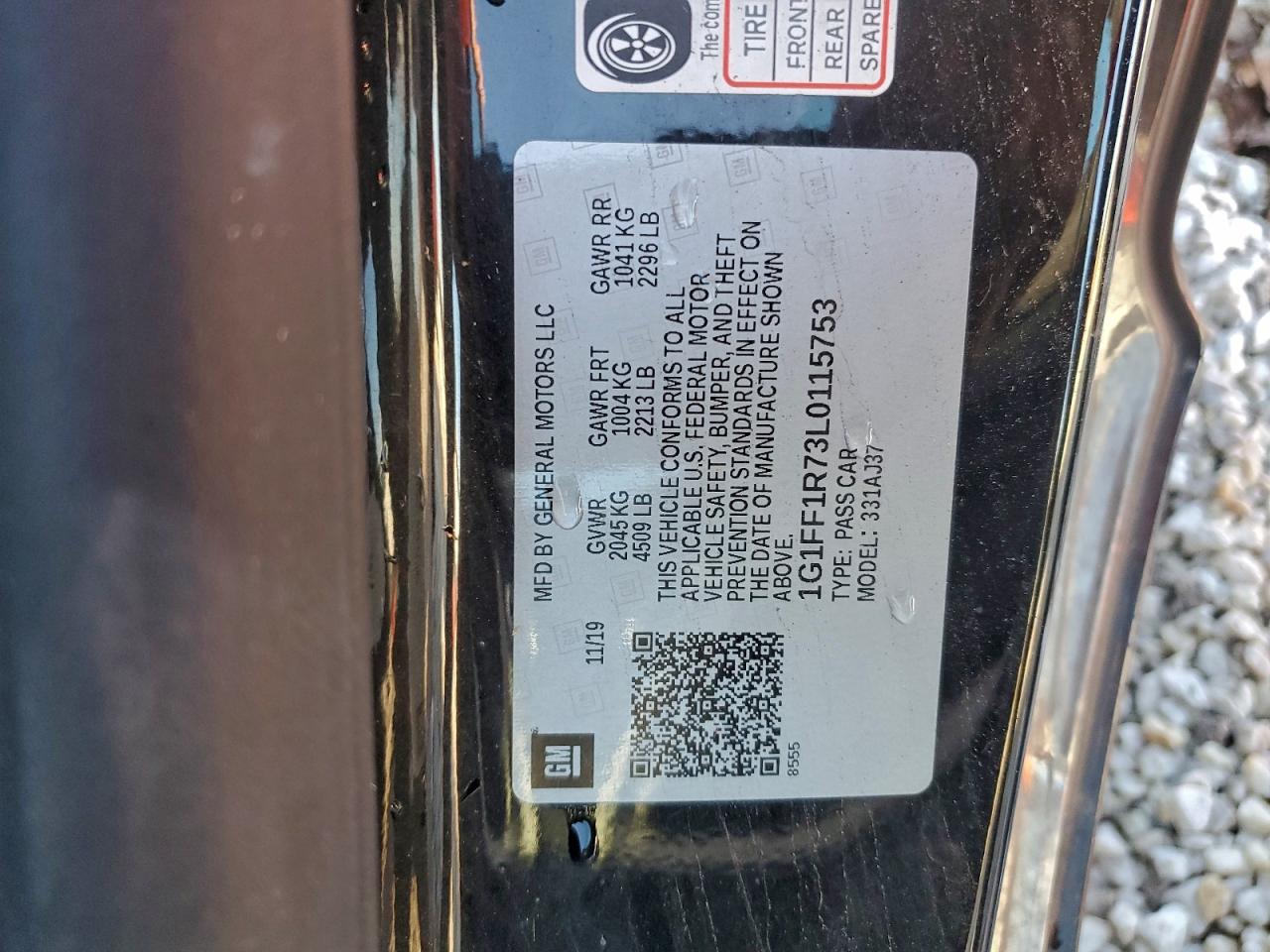 2020 Chevrolet Camaro Lz VIN: 1G1FF1R73L0115753 Lot: 94115925