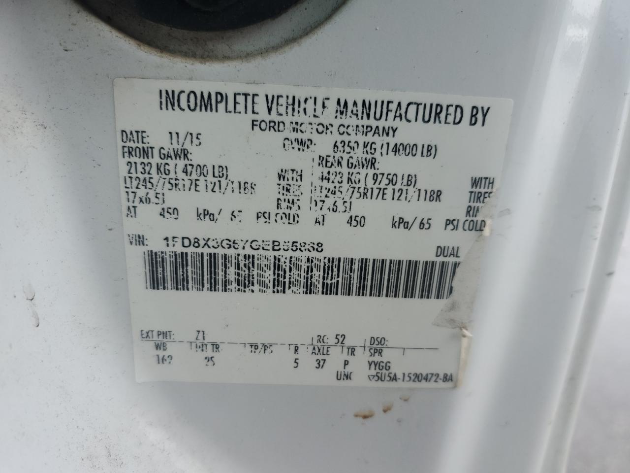 2016 Ford F350 Super Duty VIN: 1FD8X3G67GEB55888 Lot: 90853015