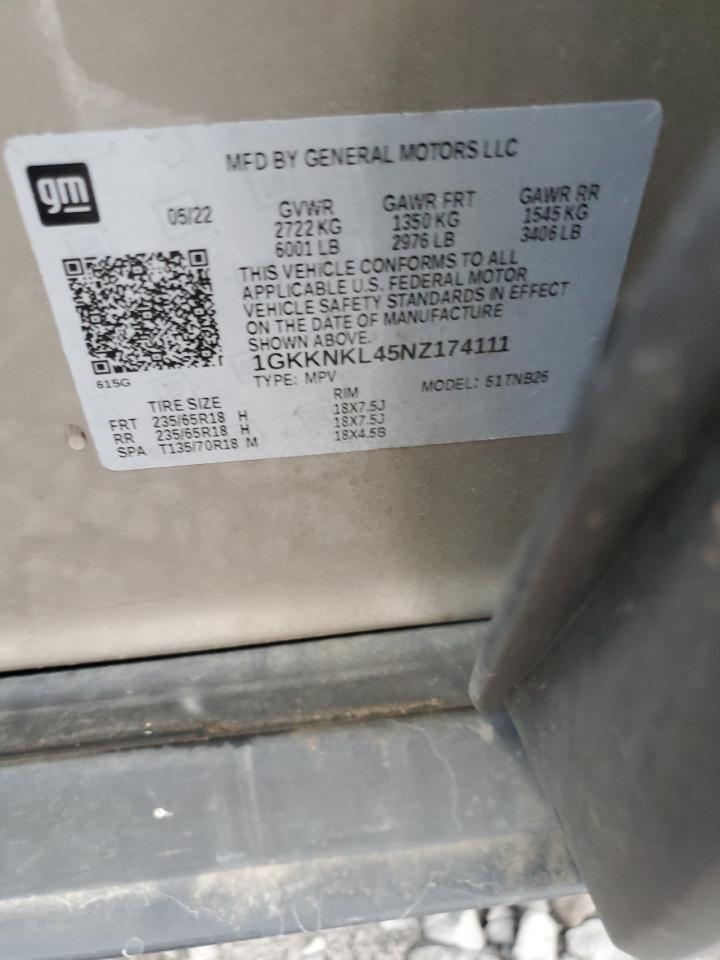 2022 GMC Acadia Sle VIN: 1GKKNKL45NZ174111 Lot: 92160475