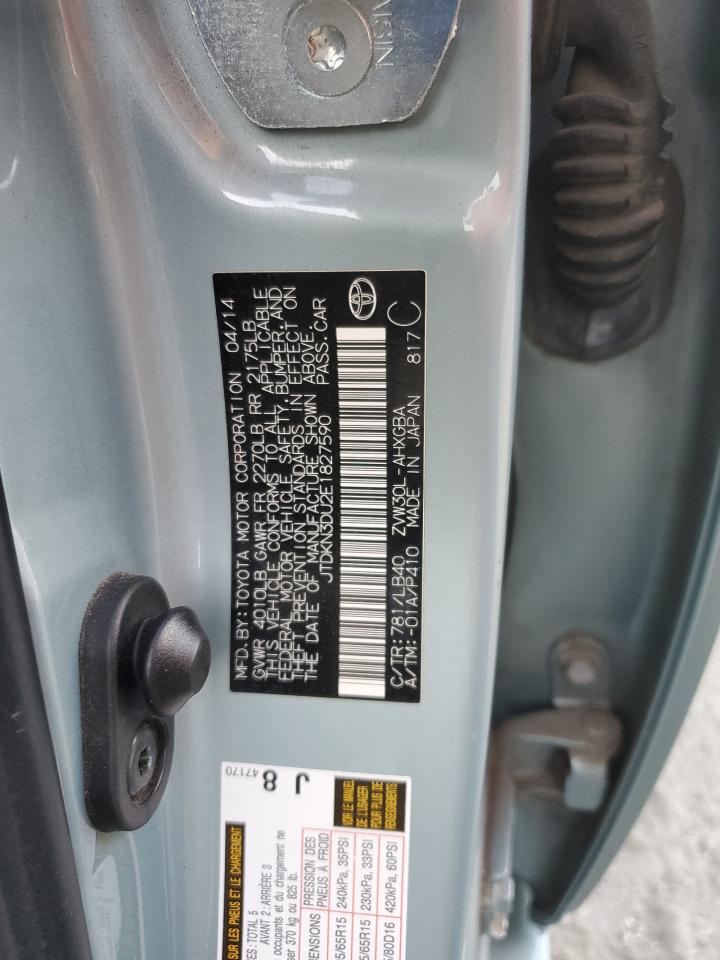 2014 Toyota Prius VIN: JTDKN3DU2E1827590 Lot: 91187065