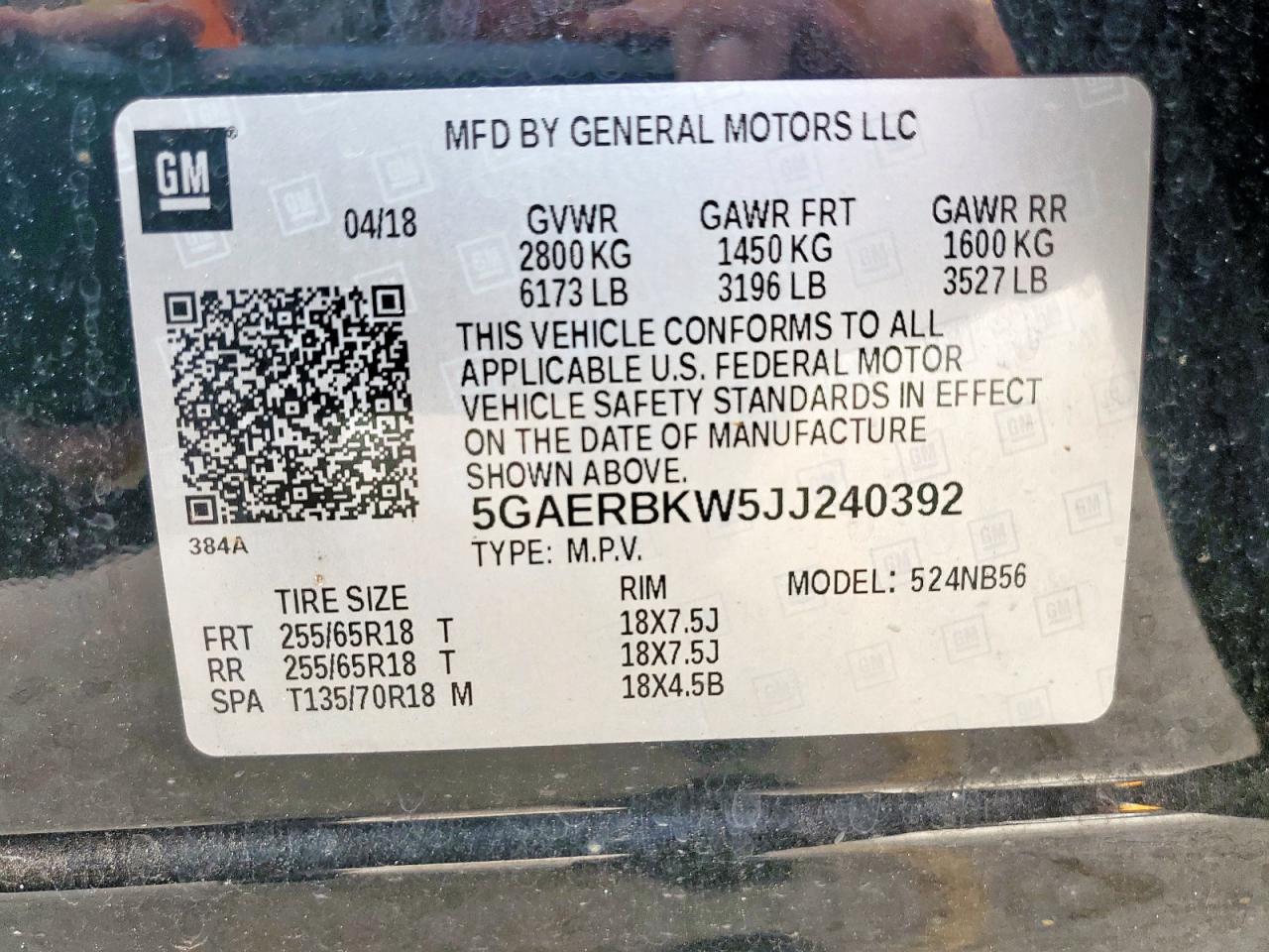 2018 Buick Enclave Essence VIN: 5GAERBKW5JJ240392 Lot: 91075175