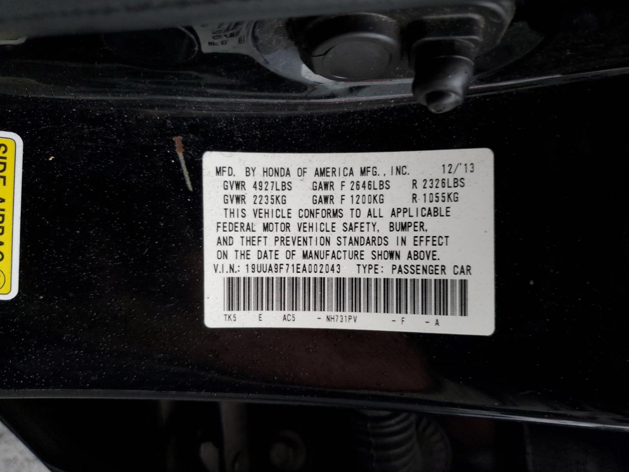 2014 Acura Tl Advance VIN: 19UUA9F71EA002043 Lot: 93673805