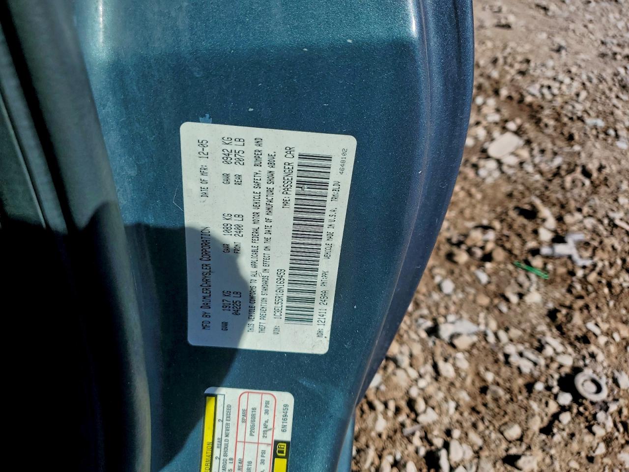 2006 Chrysler Sebring Touring VIN: 1C3EL55R16N169459 Lot: 94353425