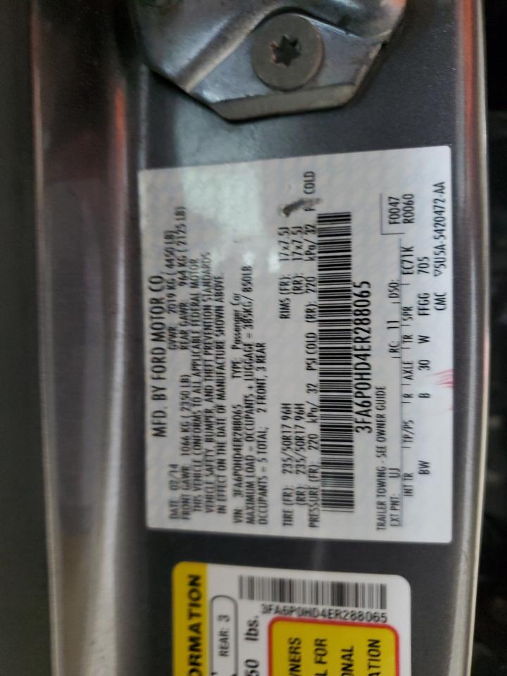 2014 Ford Fusion Se VIN: 3FA6P0HD4ER288065 Lot: 91391575