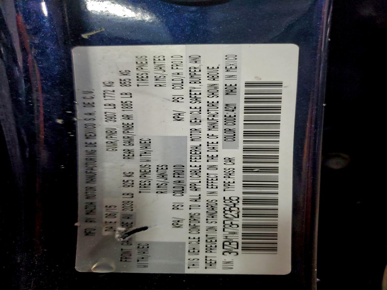 2015 Mazda 3 Grand Touring VIN: 3MZBM1W78FM236485 Lot: 94253665