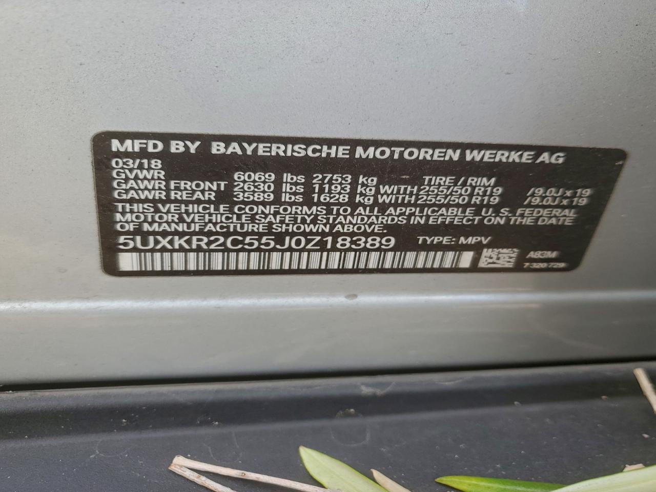 2018 BMW X5 Sdrive35I VIN: 5UXKR2C55J0Z18389 Lot: 94892265