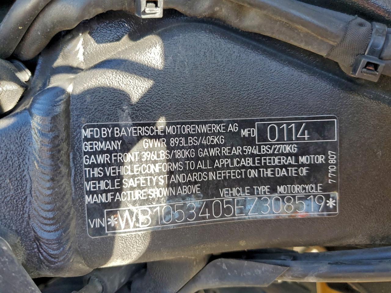 2014 BMW S 1000 Rr VIN: WB1053405EZ308519 Lot: 93746225