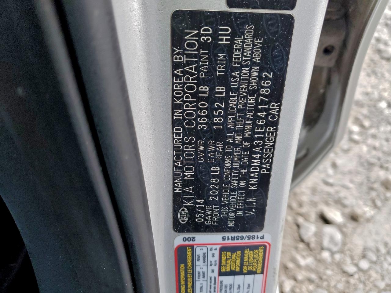 2014 Kia Rio Lx VIN: KNADM4A31E6417862 Lot: 93901775