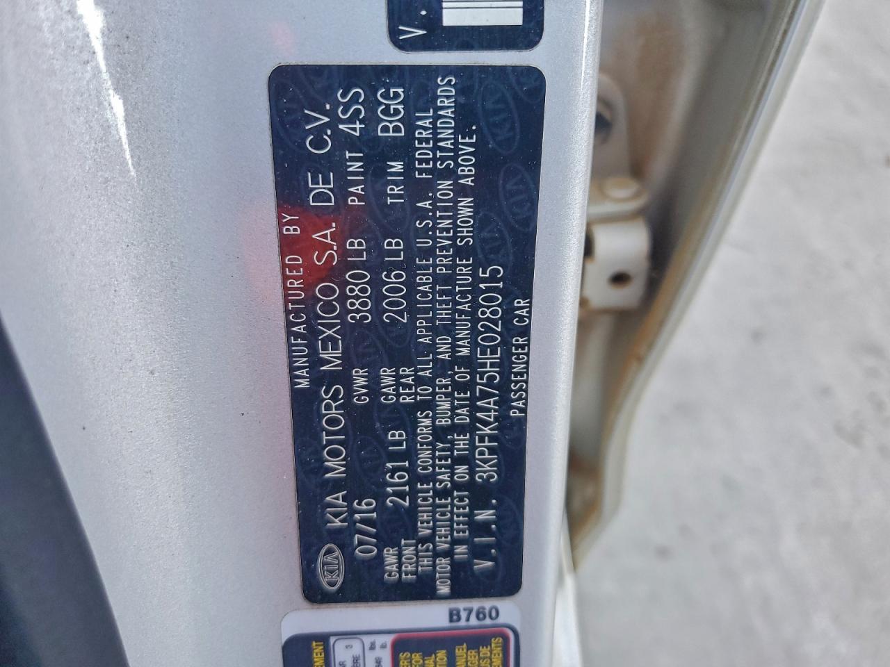 2017 Kia Forte Lx VIN: 3KPFK4A75HE028015 Lot: 93822005