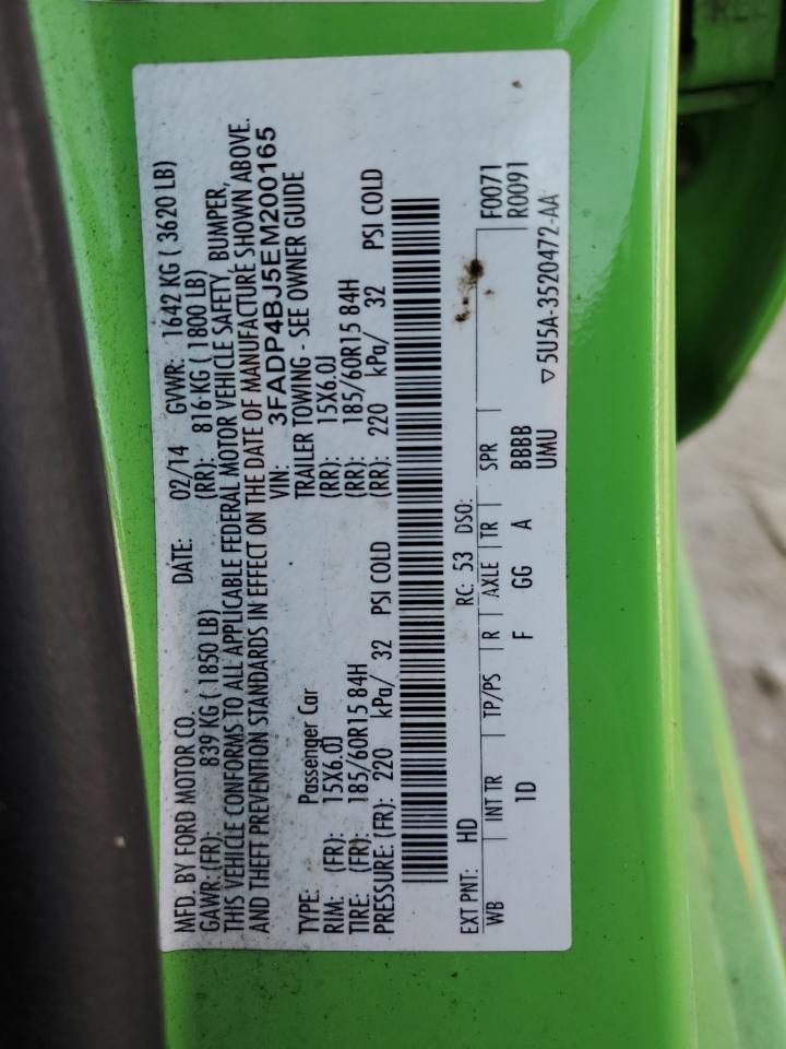 2014 Ford Fiesta Se VIN: 3FADP4BJ5EM200165 Lot: 91280145