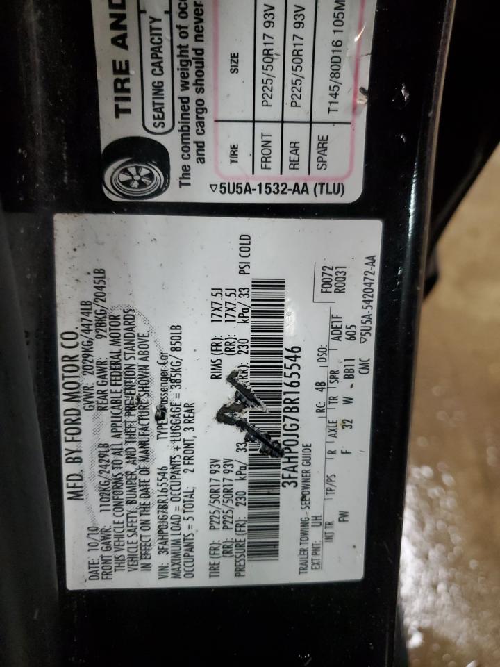 2011 Ford Fusion Sel VIN: 3FAHP0JG7BR165546 Lot: 91006415