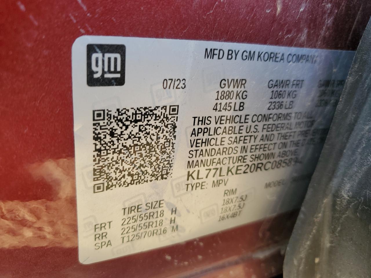 2024 Chevrolet Trax Activ VIN: KL77LKE20RC085894 Lot: 92297665