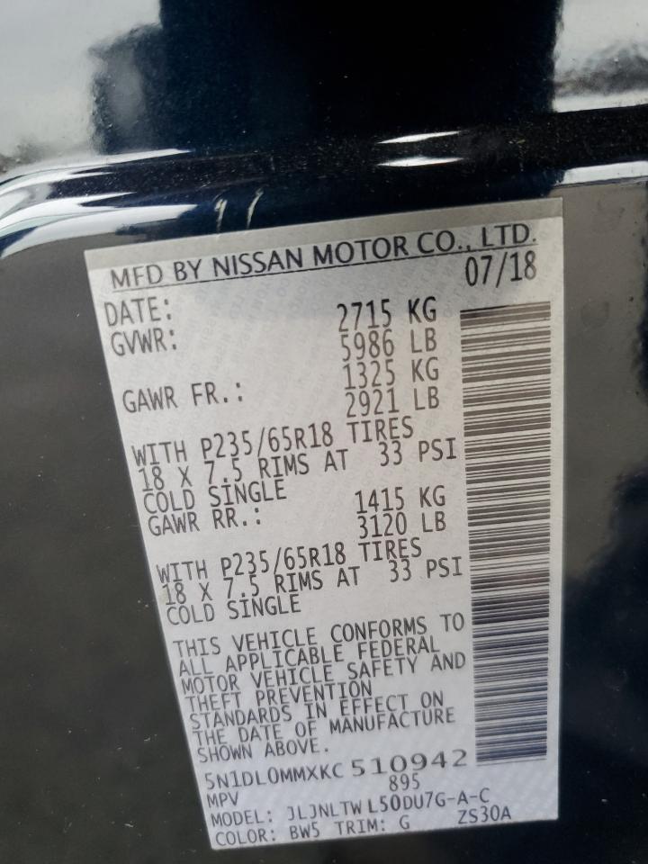 2019 Infiniti Qx60 Luxe VIN: 5N1DL0MMXKC510942 Lot: 91874735