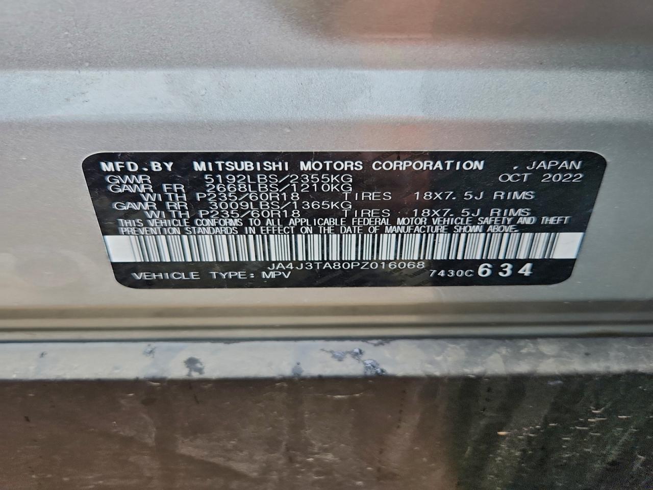 2023 Mitsubishi Outlander Es VIN: JA4J3TA80PZ016068 Lot: 94100755