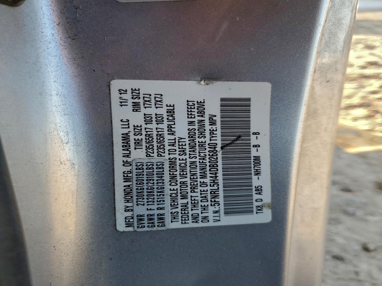 2013 Honda Odyssey Ex VIN: 5FNRL5H44DB026840 Lot: 94505015