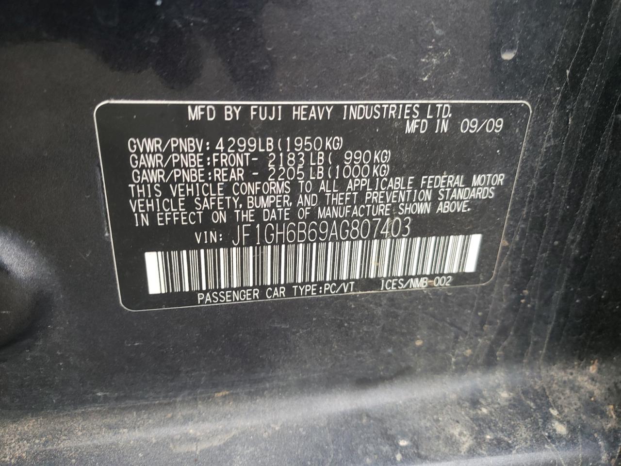 2010 Subaru Impreza 2.5I Premium VIN: JF1GH6B69AG807403 Lot: 92748275