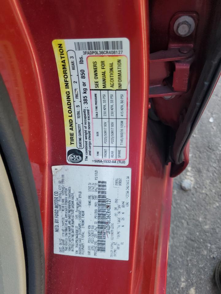 2012 Ford Fusion Hybrid VIN: 3FADP0L36CR408127 Lot: 93709805