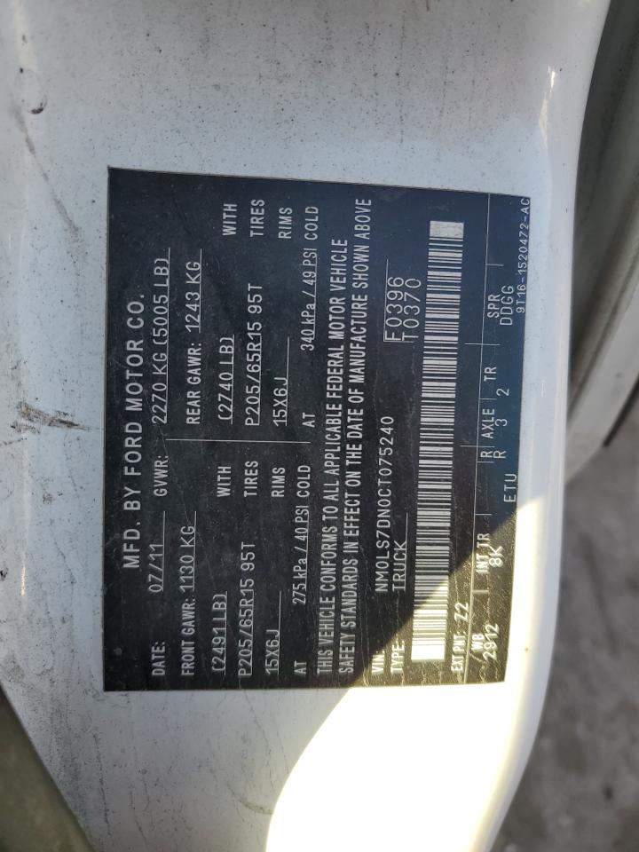 2012 Ford Transit Connect Xlt VIN: NM0LS7DN0CT075240 Lot: 92215915