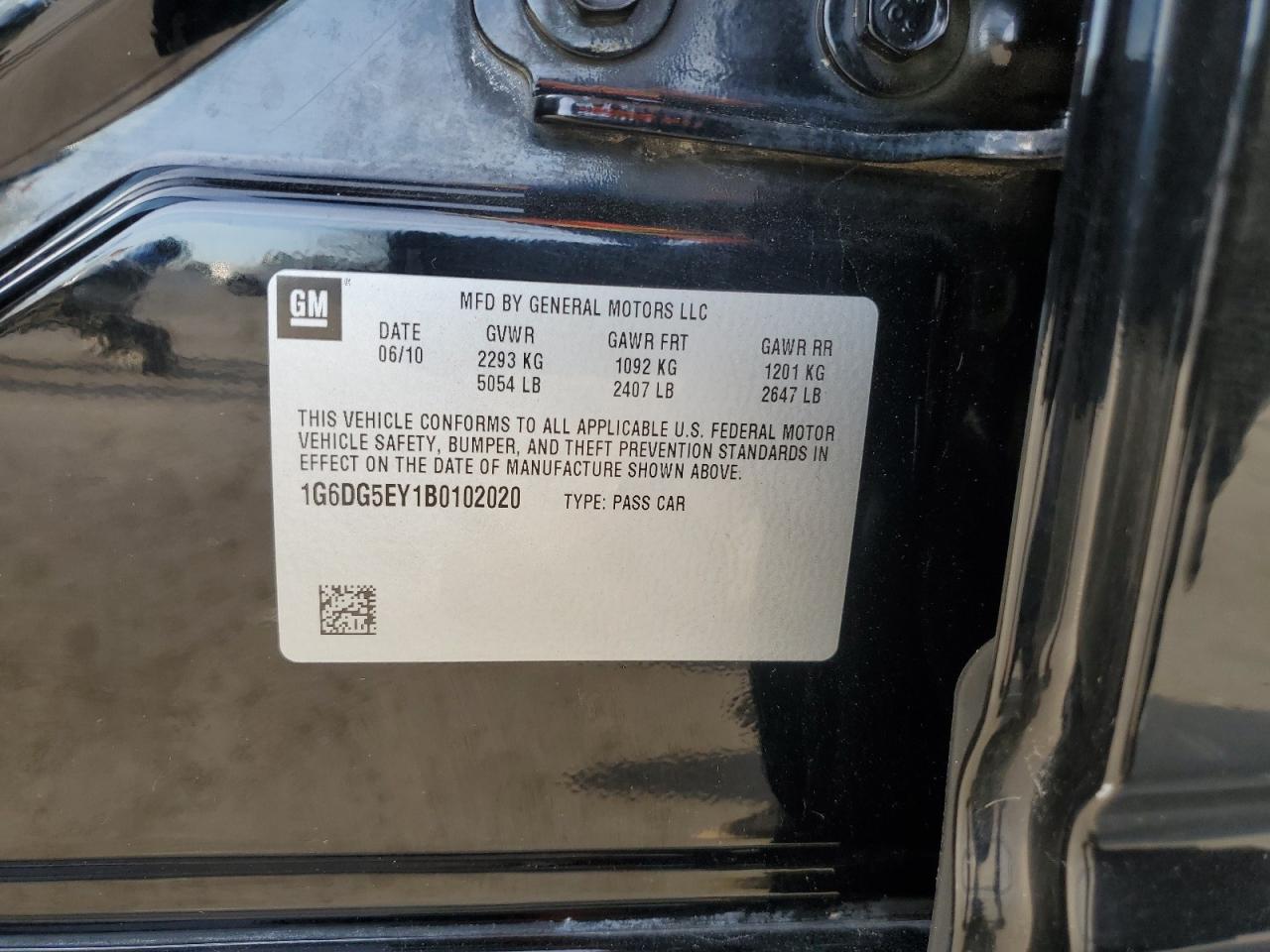 2011 Cadillac Cts Luxury Collection VIN: 1G6DG5EY1B0102020 Lot: 92572585