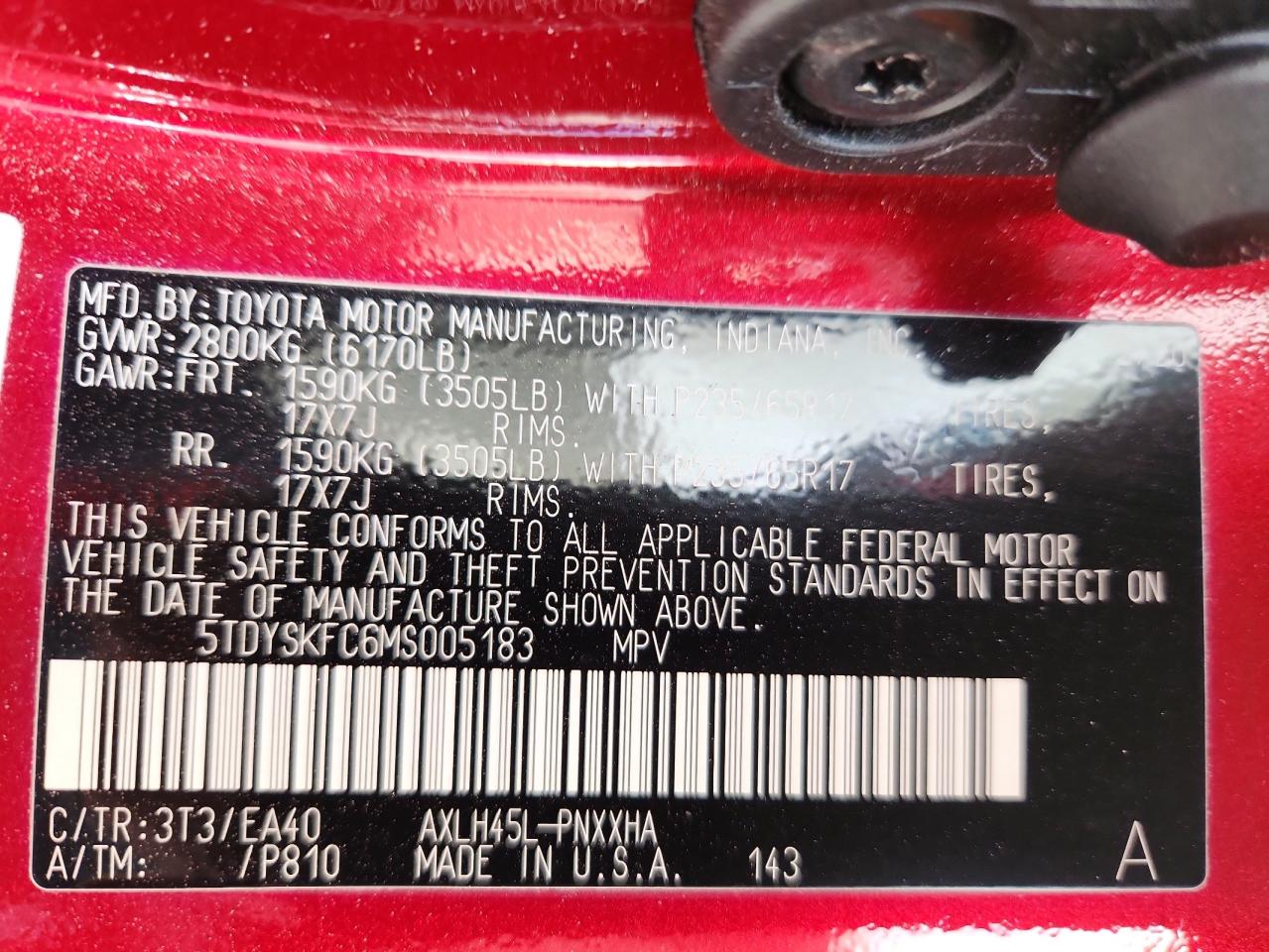 2021 Toyota Sienna Xle VIN: 5TDYSKFC6MS005183 Lot: 93266085