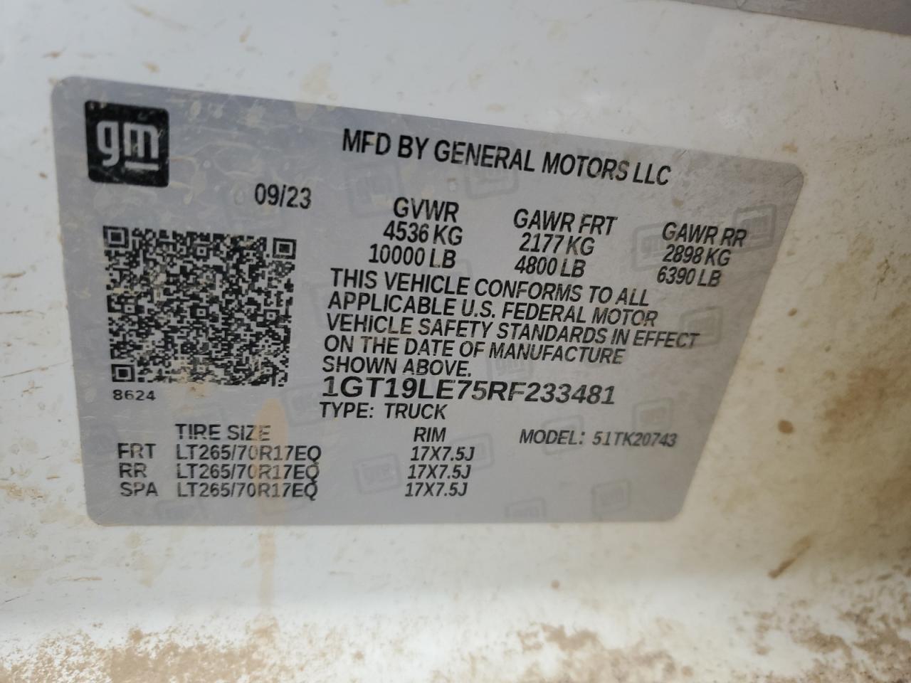 2024 GMC Sierra K2500 Heavy Duty VIN: 1GT19LE75RF233481 Lot: 91256505