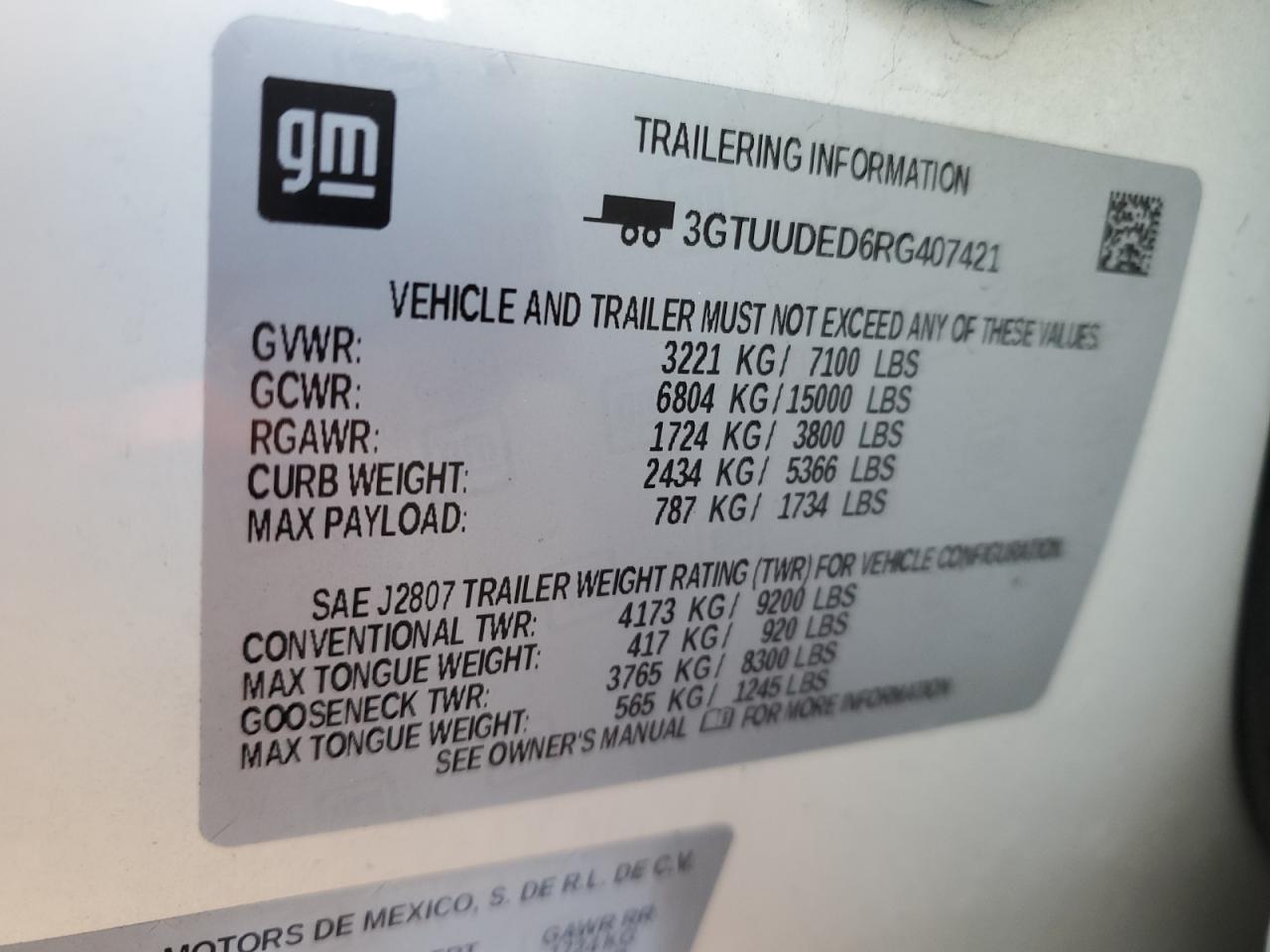 2024 GMC Sierra K1500 Slt VIN: 3GTUUDED6RG407421 Lot: 90464635