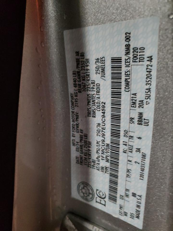 2014 Ford Escape Titanium VIN: 1FMCU9J97EUC94592 Lot: 92140425