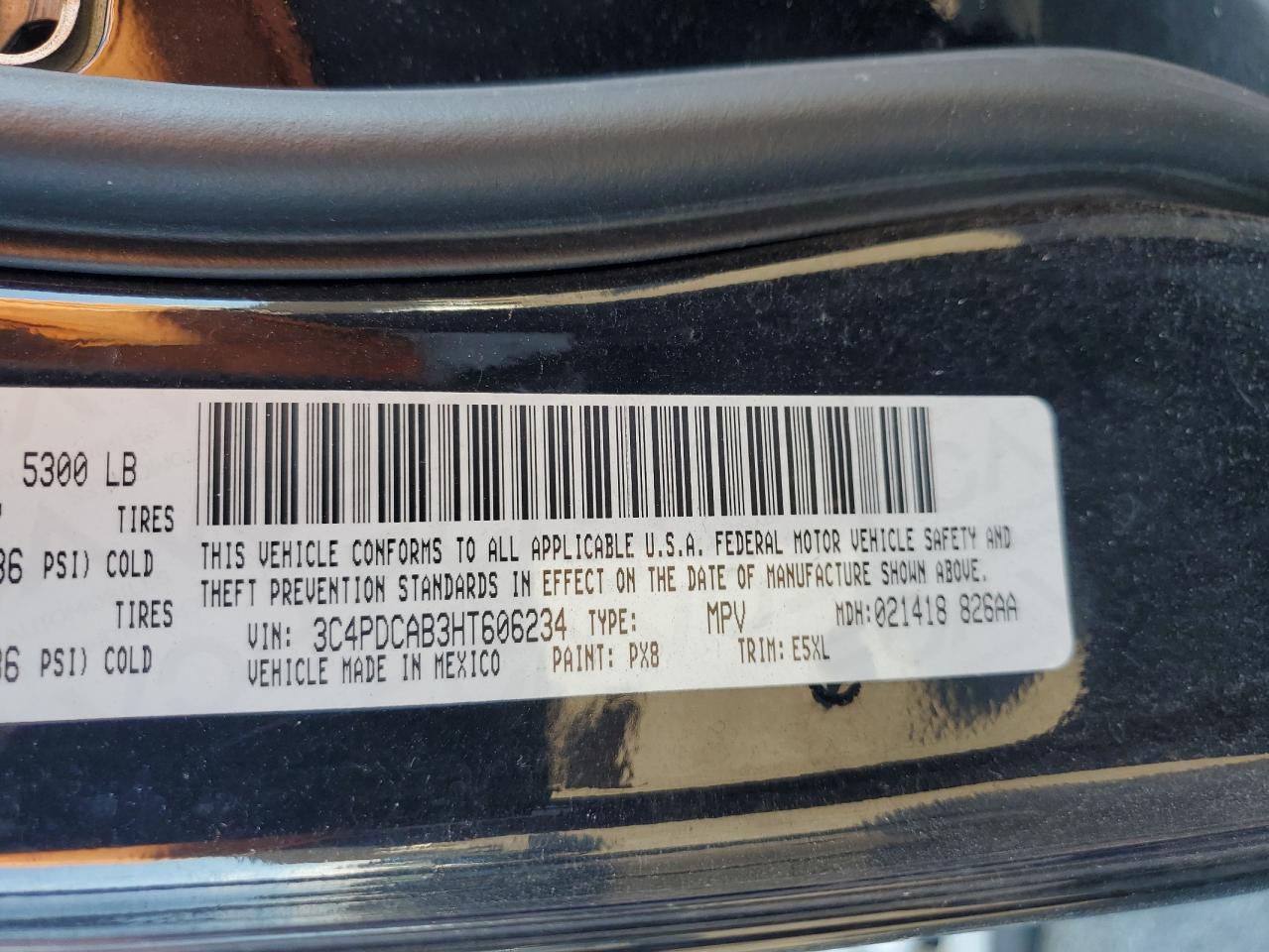 2017 Dodge Journey Se VIN: 3C4PDCAB3HT606234 Lot: 92695305