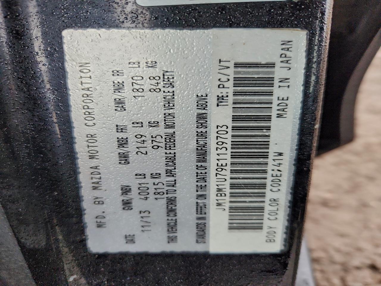 2014 Mazda 3 Sport VIN: JM1BM1U79E1139703 Lot: 94461325