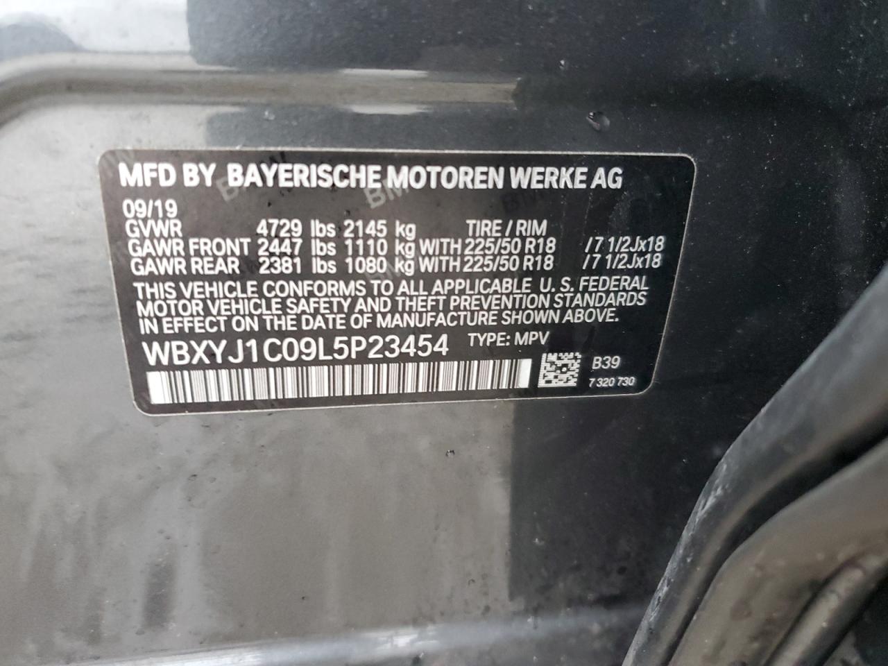 2020 BMW X2 xDrive28I VIN: WBXYJ1C09L5P23454 Lot: 91859395