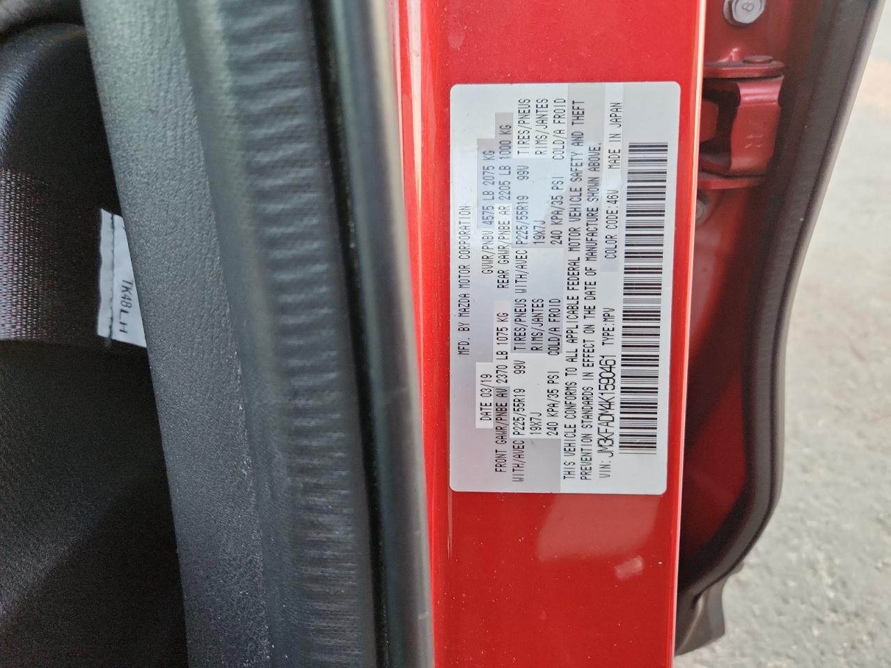 2019 Mazda Cx-5 Grand Touring VIN: JM3KFADM4K1590461 Lot: 93668055