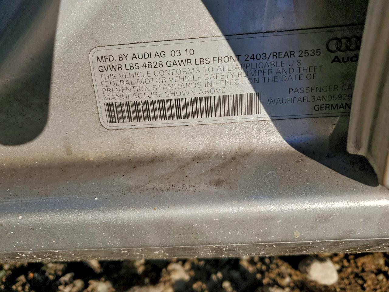 2010 Audi A4 Premium Plus VIN: WAUHFAFL3AN059294 Lot: 94163055