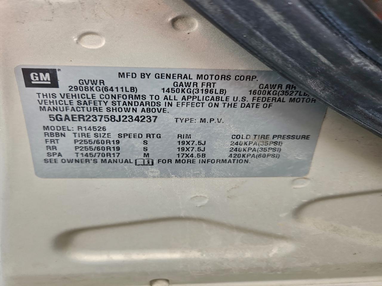 2008 Buick Enclave Cxl VIN: 5GAER23758J234237 Lot: 93860095