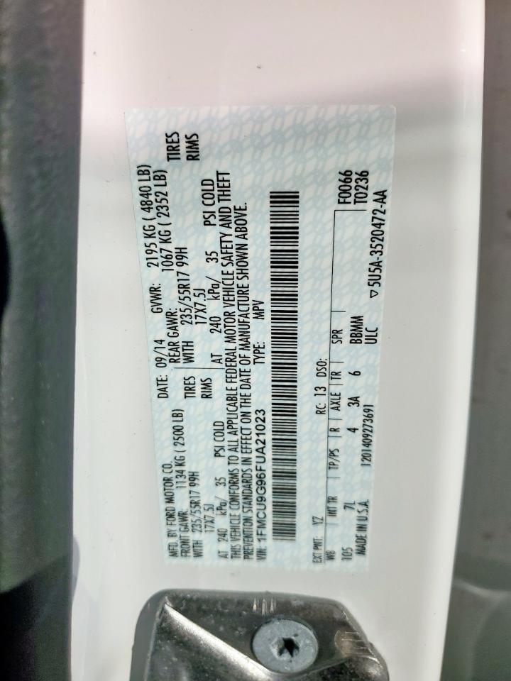 2015 Ford Escape Se VIN: 1FMCU9G96FUA21023 Lot: 91382685