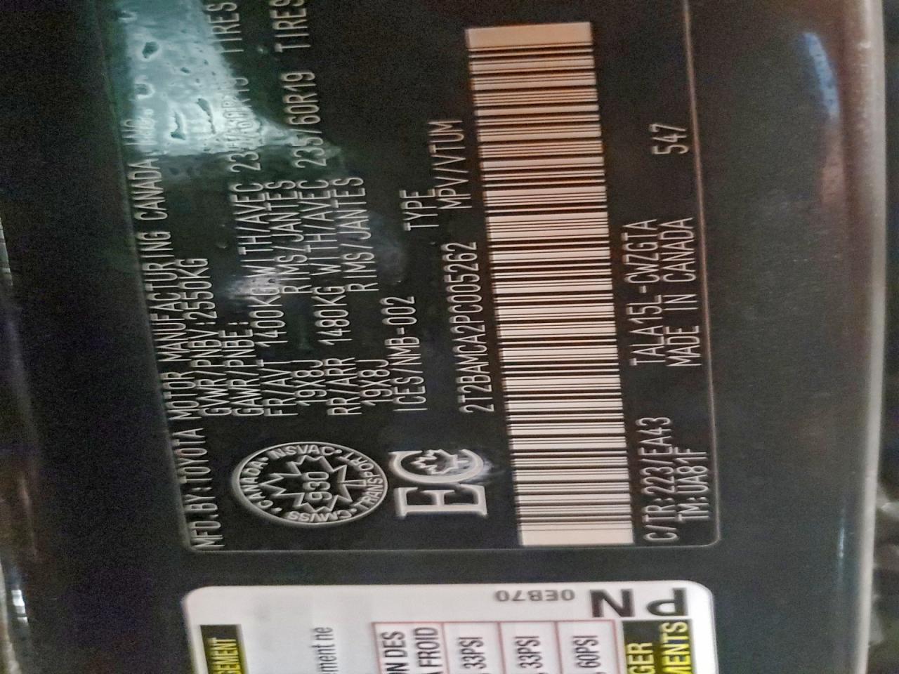 2023 Lexus Rx 350 Base VIN: 2T2BAMCA2PC005262 Lot: 94155915