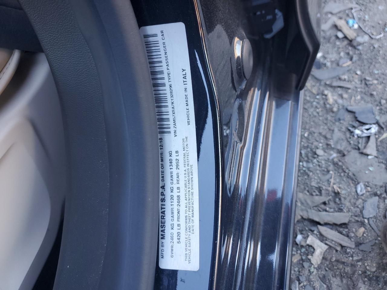 2019 Maserati Ghibli VIN: ZAM57XSA7K1328296 Lot: 92006775