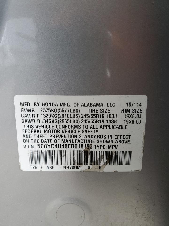 2015 Acura Mdx Technology VIN: 5FRYD4H46FB018193 Lot: 89550915