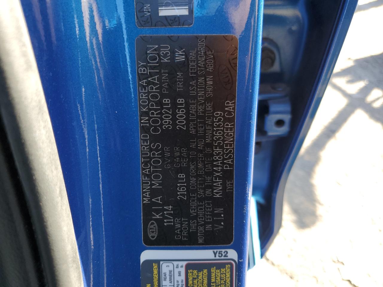 2015 Kia Forte Ex VIN: KNAFX4A83F5361359 Lot: 92295605