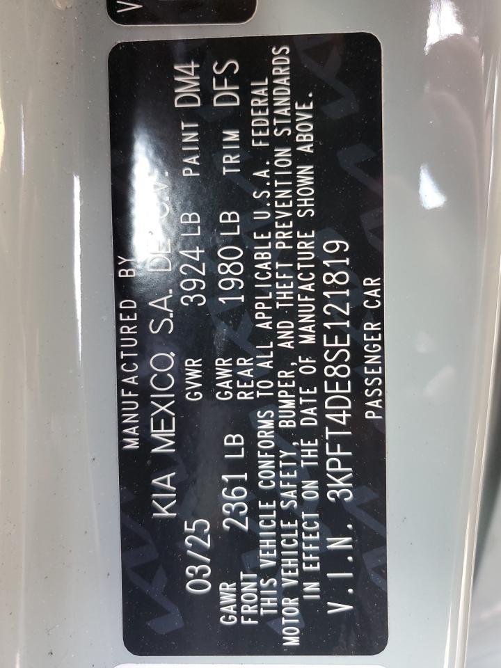 2025 Kia K4 Lx VIN: 3KPFT4DE8SE121819 Lot: 92526865