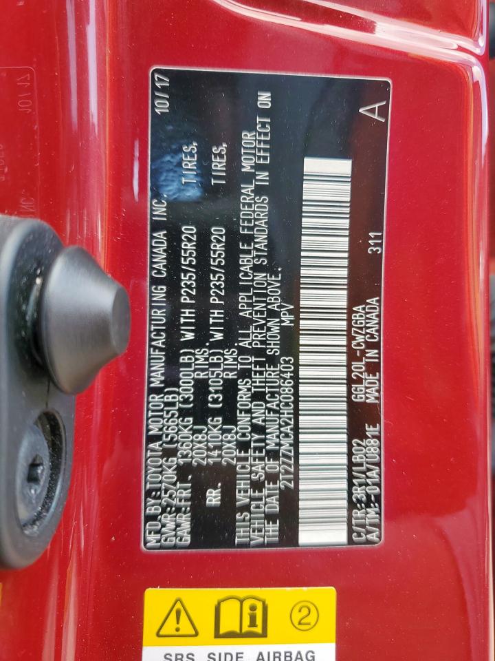 2017 Lexus Rx 350 Base VIN: 2T2ZZMCA2HC086403 Lot: 91311285