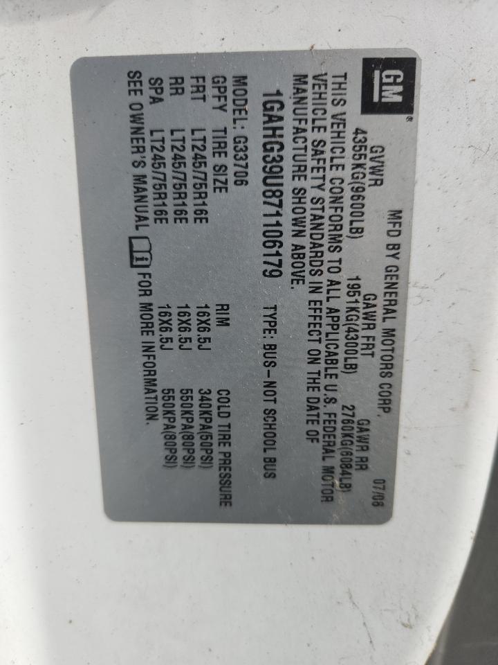 2007 Chevrolet Express G3500 VIN: 1GAHG39U871106179 Lot: 92465535