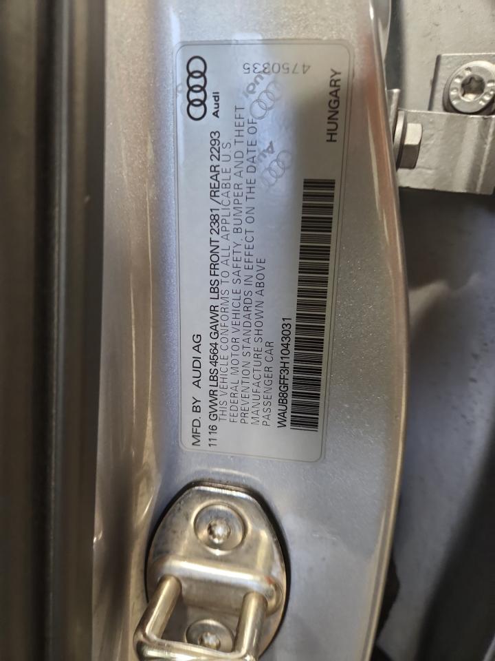 2017 Audi A3 Premium VIN: WAUB8GFF3H1043031 Lot: 93151395