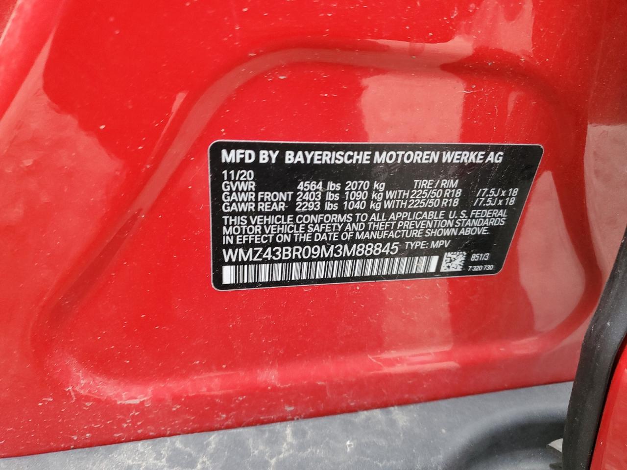 2021 Mini Cooper Countryman All4 VIN: WMZ43BR09M3M88845 Lot: 91816205