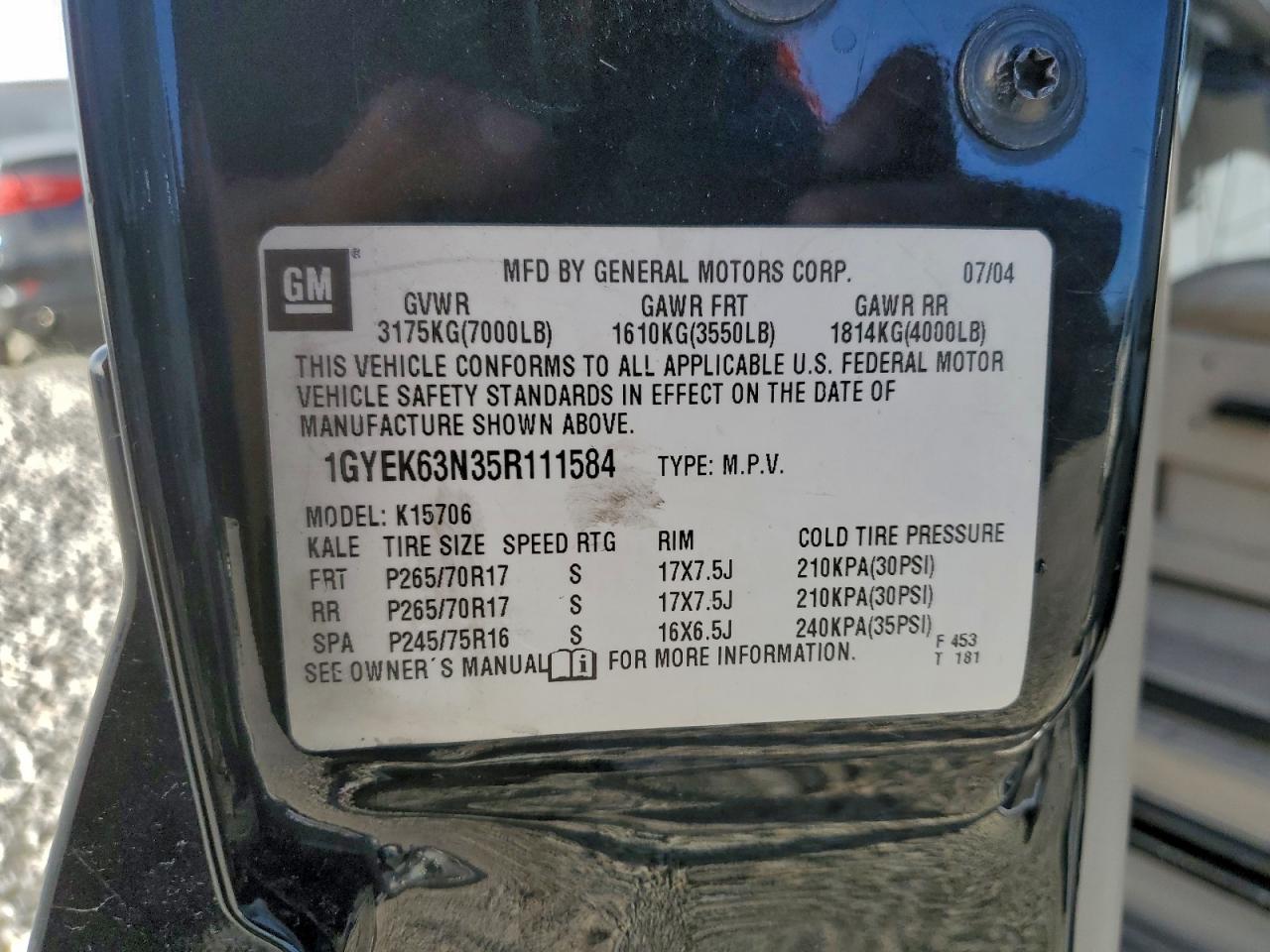 2005 Cadillac Escalade Luxury VIN: 1GYEK63N35R111584 Lot: 94375295